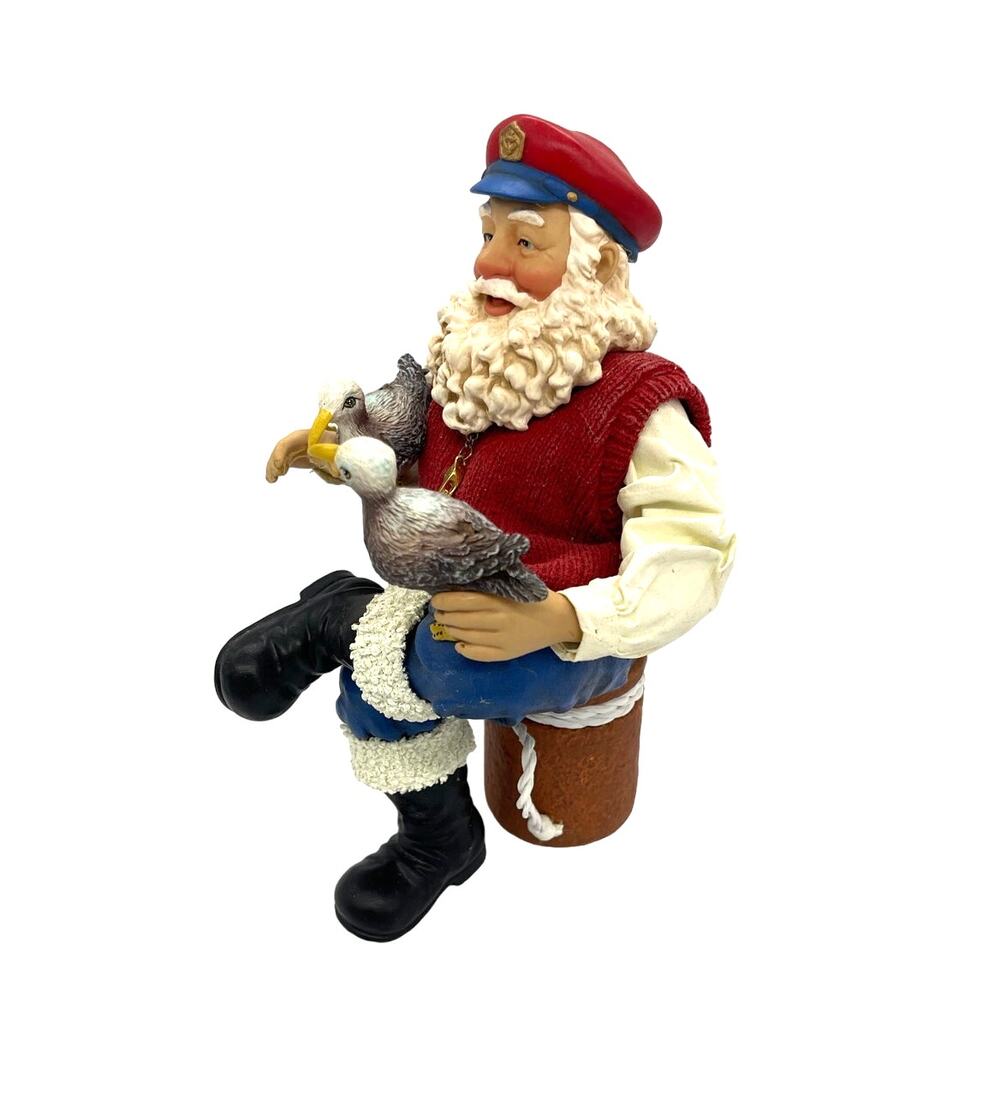 Vintage 2000 Clothique Nautical Santa Fisherman Figurine Christmas Holiday